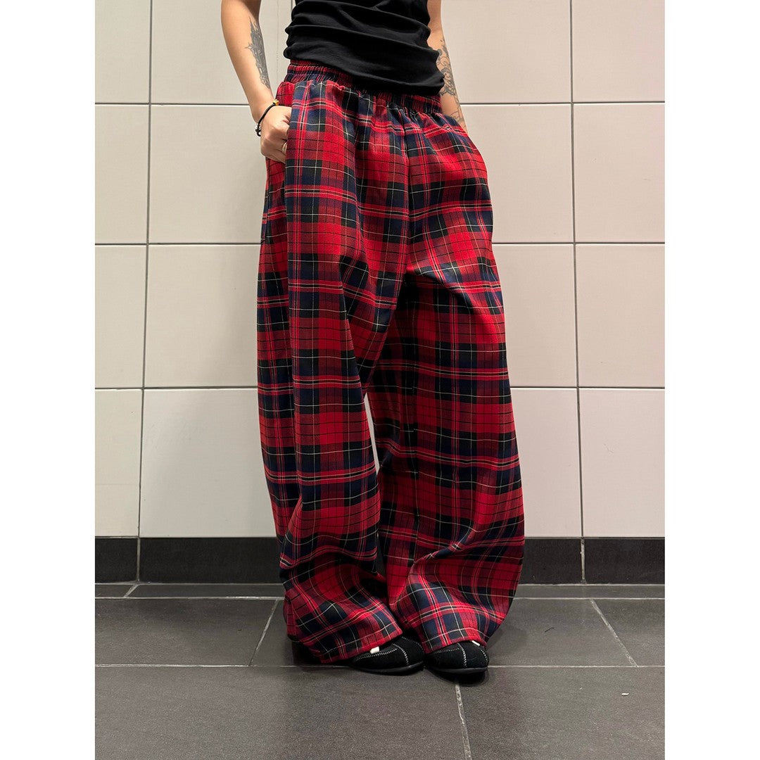 Ace Jolun Design‑Forward Color‑Block Plaid Drawstring Casual Pants