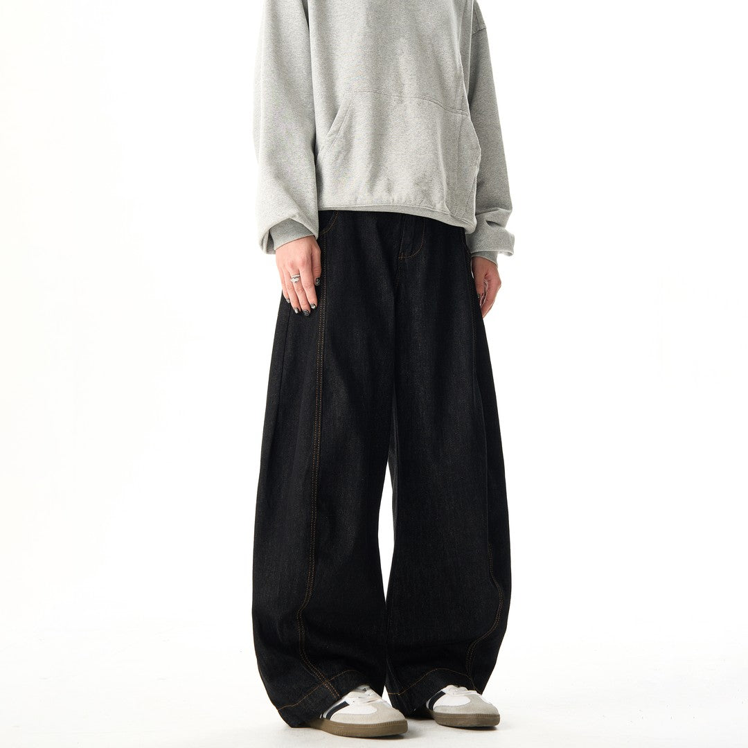 Ace Jolun Vintage High‑End Black Curved‑Cut Pants