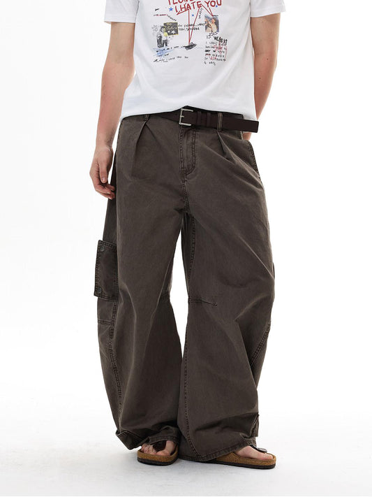 Aelfric Eden Vintage Washed Multi‑Pocket Curved Cargo Pants