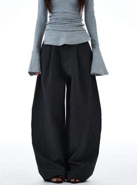 Aelfric Eden Plaid Curved‑Leg Casual Pants