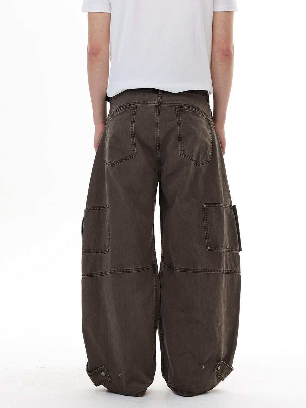 Aelfric Eden Vintage Washed Multi‑Pocket Curved Cargo Pants