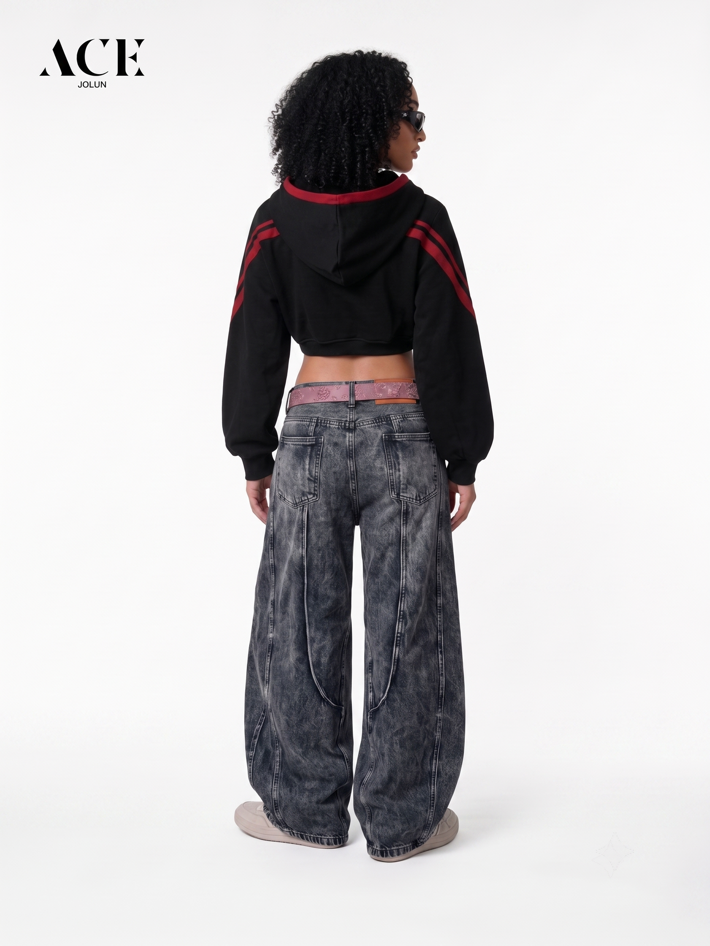 Kierra Cropped Contrast Stripe Zip Up Hoodie