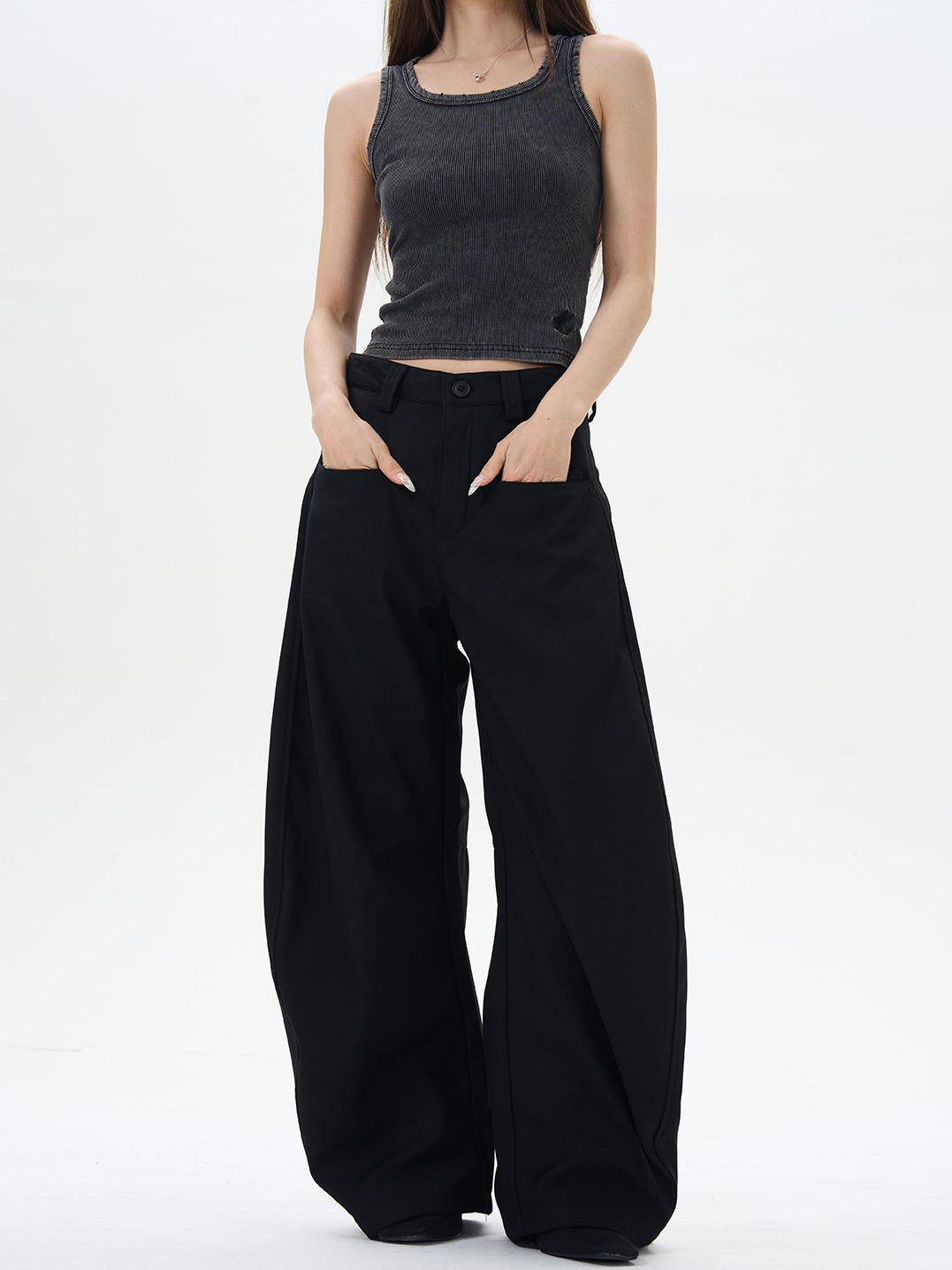 Aelfric Eden Vintage Loose Curved‑Leg Suit Pants
