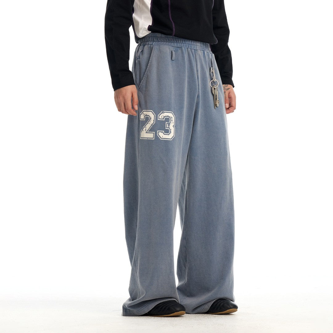 Ace Jolun Washed Letter‑Print Wide‑Leg Pants