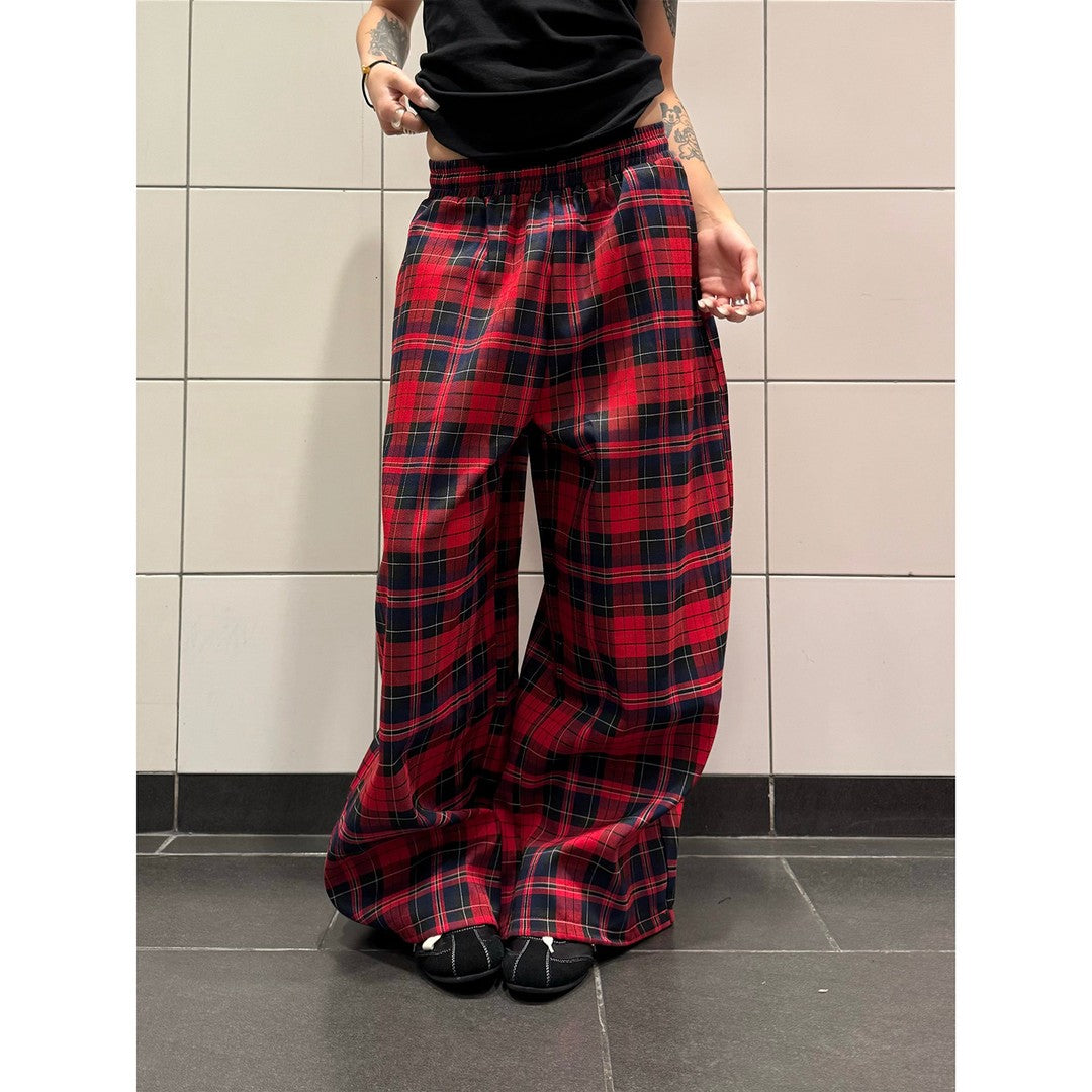 Ace Jolun Design‑Forward Color‑Block Plaid Drawstring Casual Pants