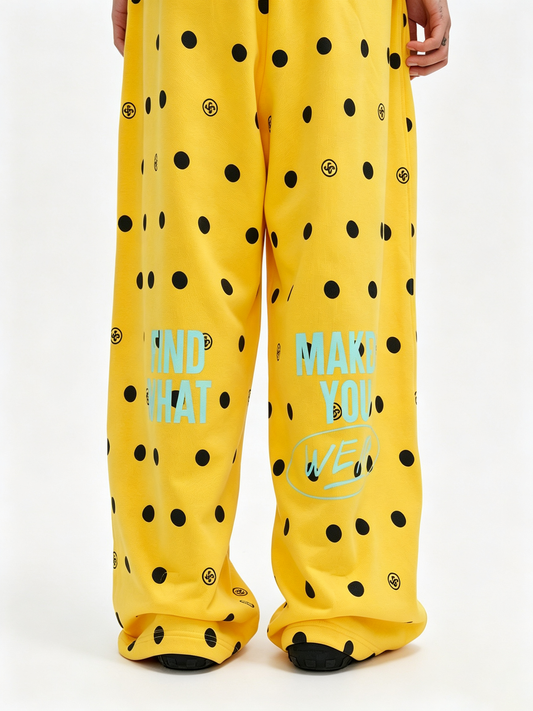 Ace Jolun American‑Style Polka Dot Graffiti‑Print Wide‑Leg Casual Pants
