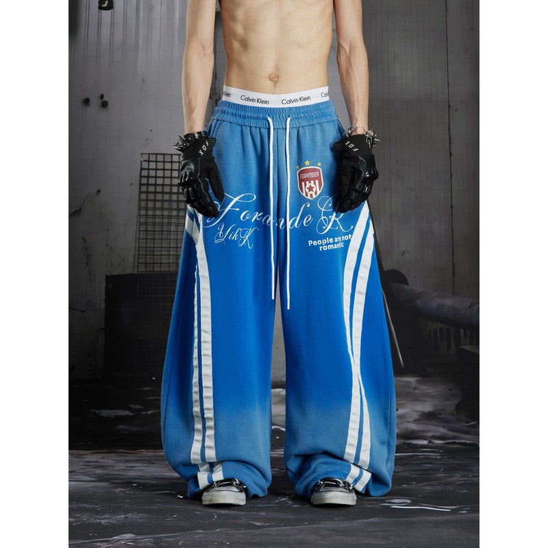 Ace Jolun Heavyweight Jersey Washed Vintage‑Print Loose Casual Sweatpants