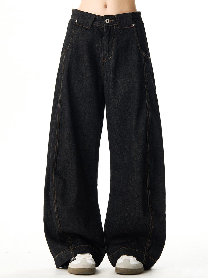 Ace Jolun Vintage High‑End Black Curved‑Cut Pants