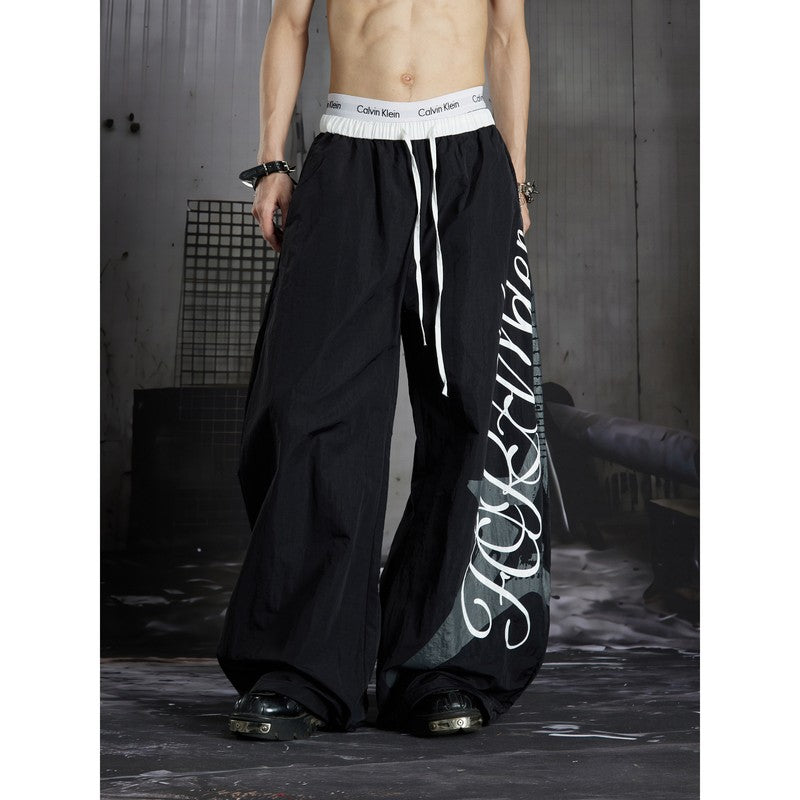 Ace Jolun Alternative Punk‑Style Electric Guitar Print Loose‑Fit Pants