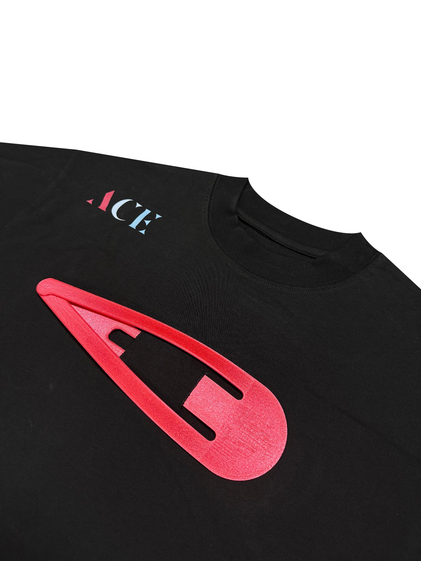 ACE Multicolor Hair Clip 3D Puff Print Oversize Unisex Cotton Tee