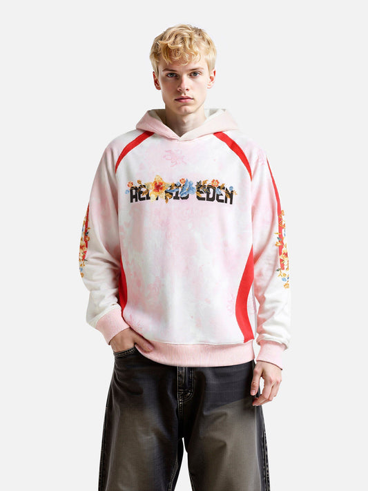 Sudadera con capucha extragrande con estampado floral y bloques de color de Aelfric Eden