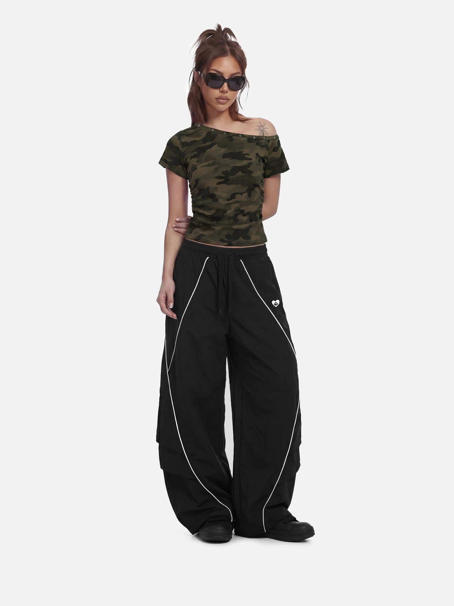 Aelfric Eden CAMO Off-The-Shoulder Baby Tee