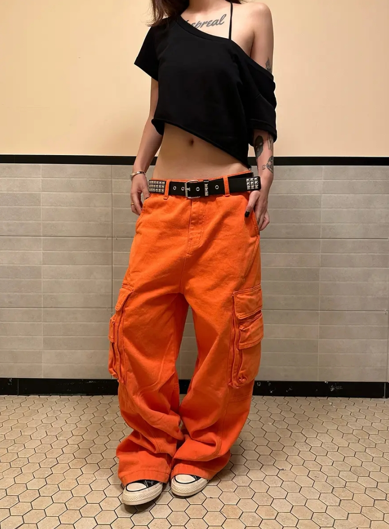 Ace Jolun Vintage 3D Multi‑Pocket Wide‑Leg Pants