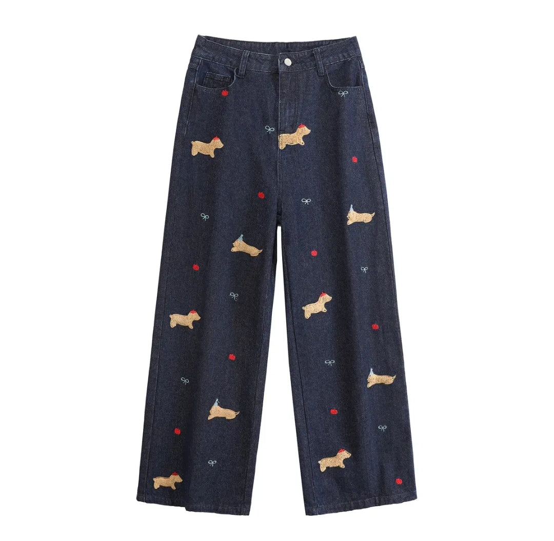Ace Jolun Embroidered Puppy Jeans