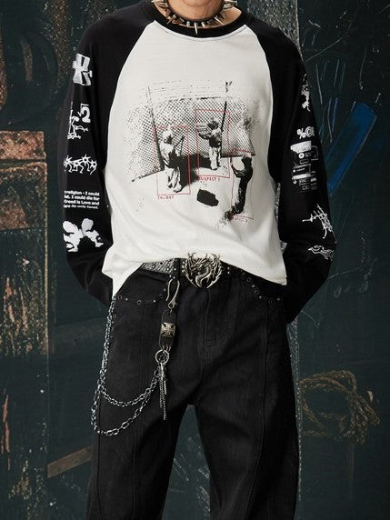 Ace Jolun【New Arrival】Alternative Punk Y2K Off‑Shoulder Spliced T‑Shirt