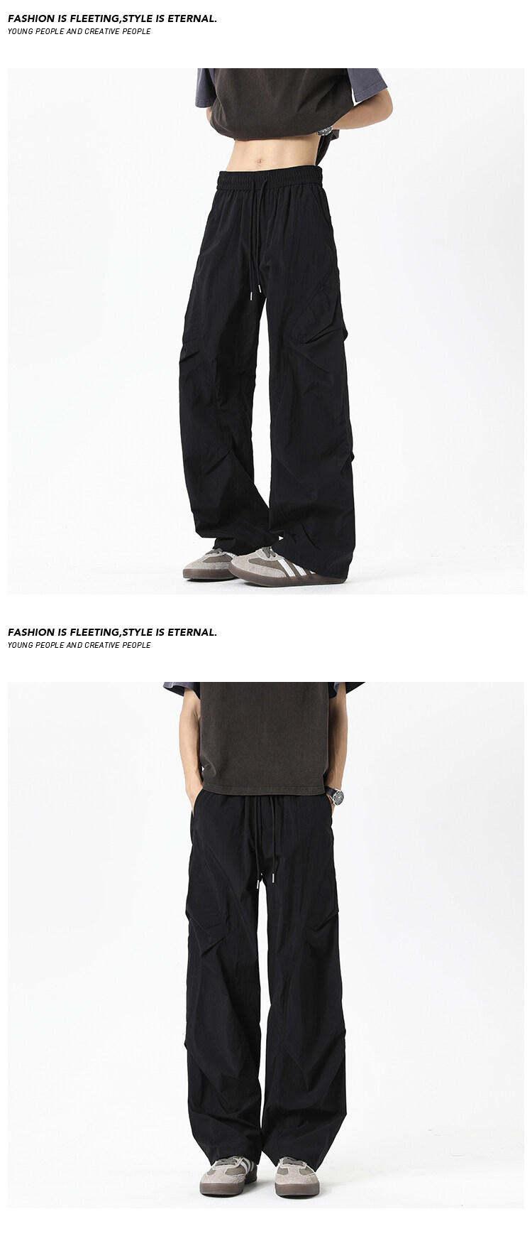 Ace Jolun American‑Style Ice‑Silk Quick‑Dry Wrinkle Parachute Pants