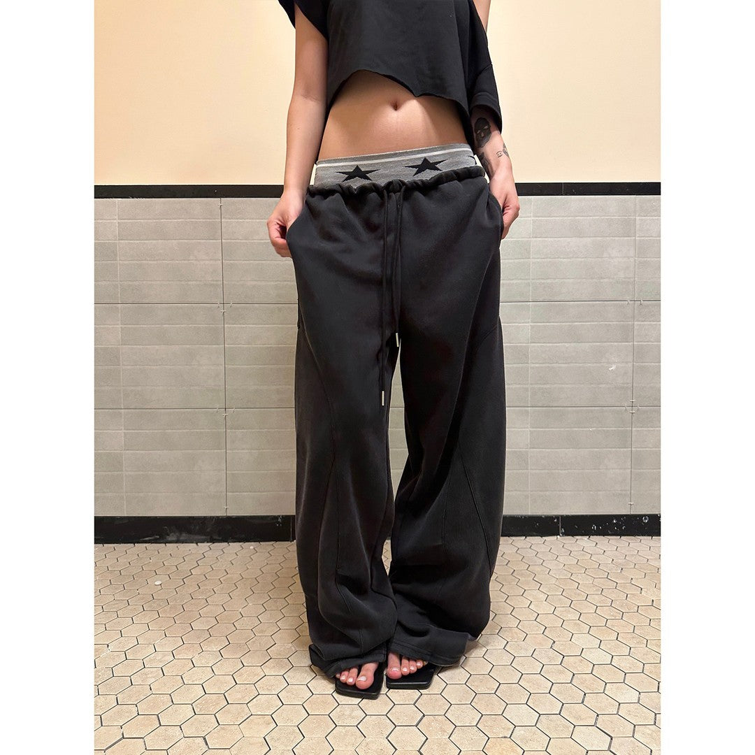 Ace Jolun Dual‑Waist Washed Sports Casual Sweatpants