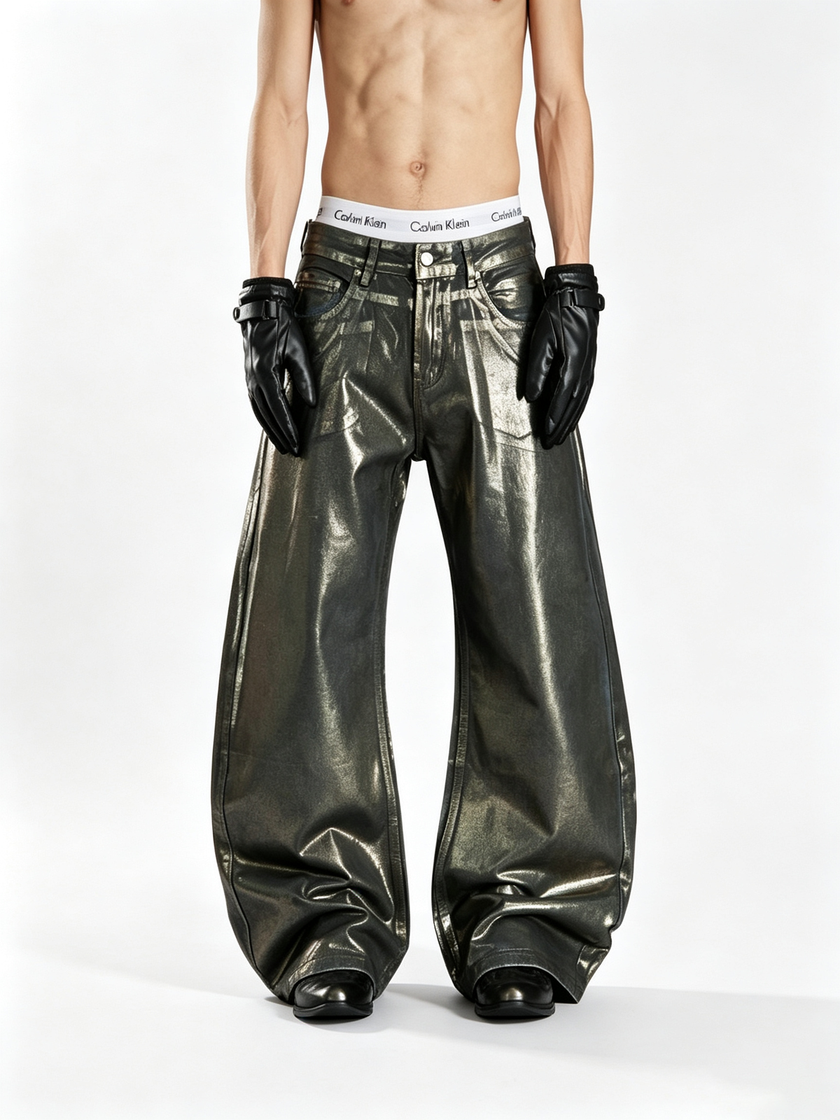 Ace Jolun Coated Dark‑Avant‑Garde Alternative Barrel‑Cut Jeans