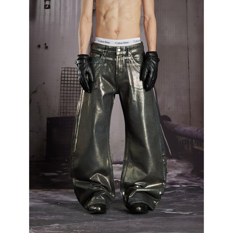 Ace Jolun Coated Dark‑Avant‑Garde Alternative Barrel‑Cut Jeans