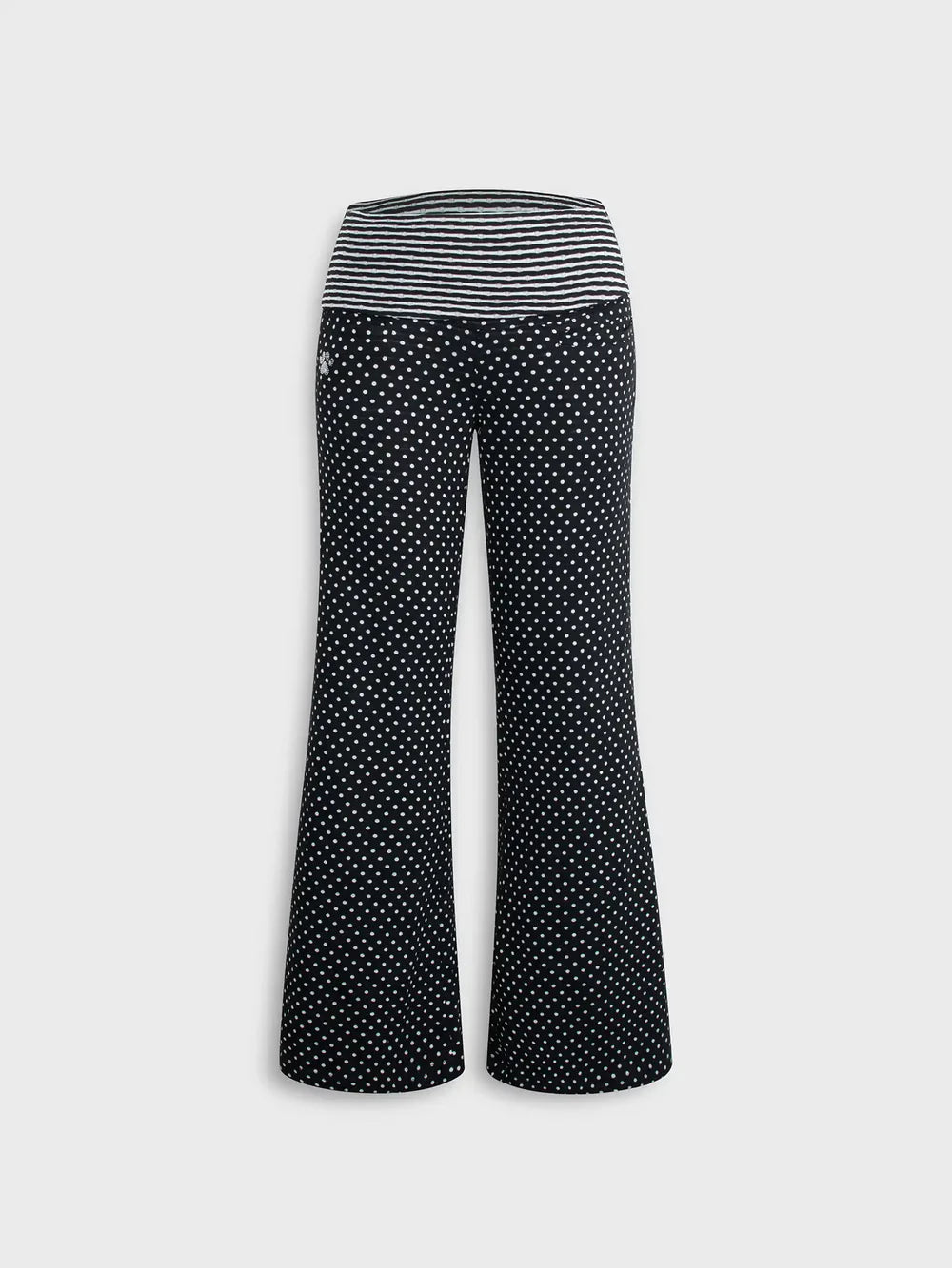 Y2K Polka Dot Foldover Flared Leggings