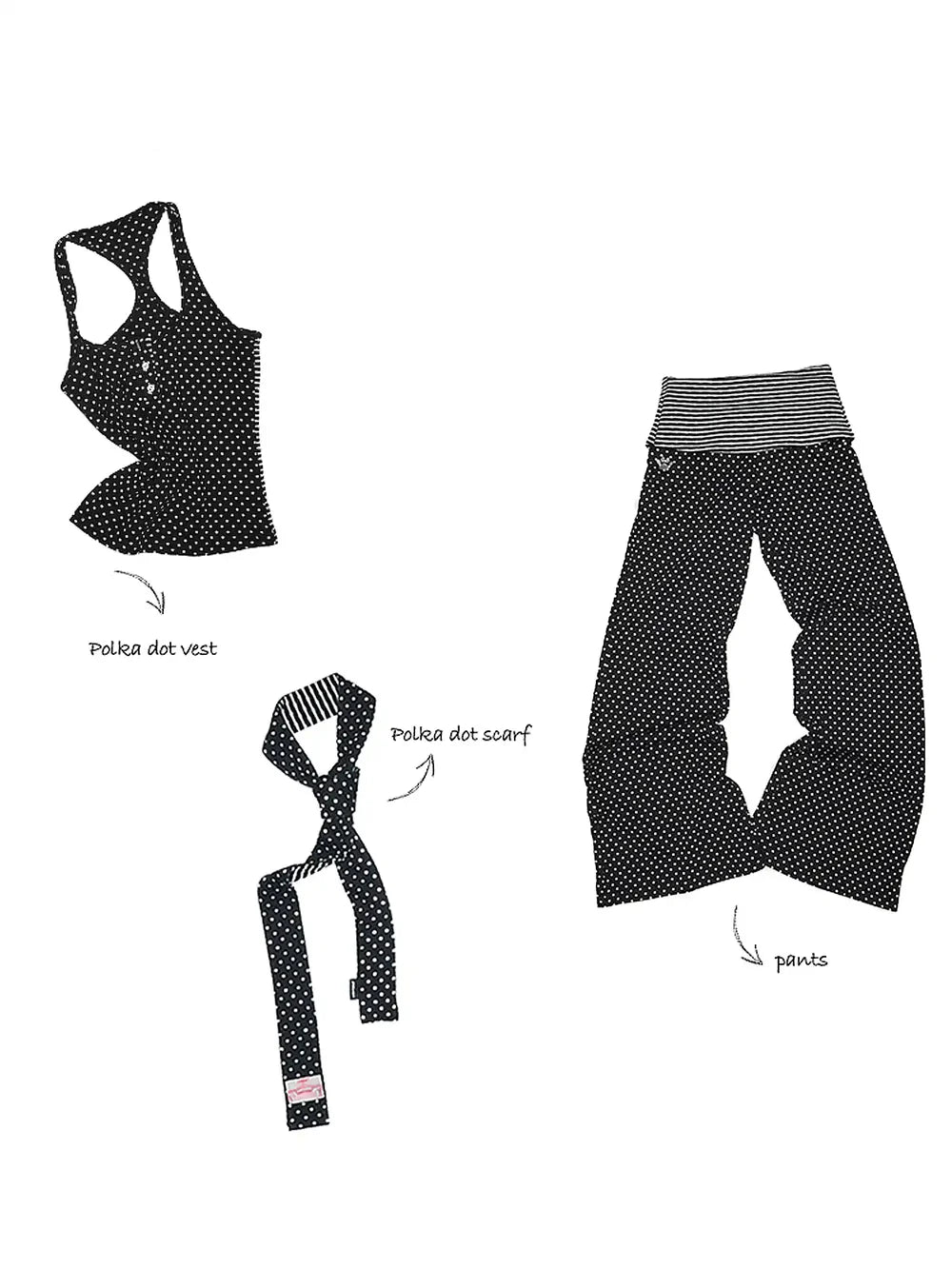 Y2K Polka Dot Foldover Flared Leggings Set