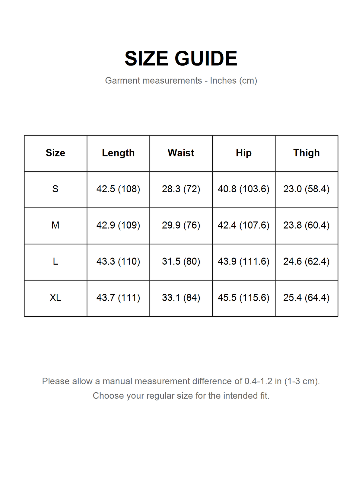 Ace Jolun Size Guide