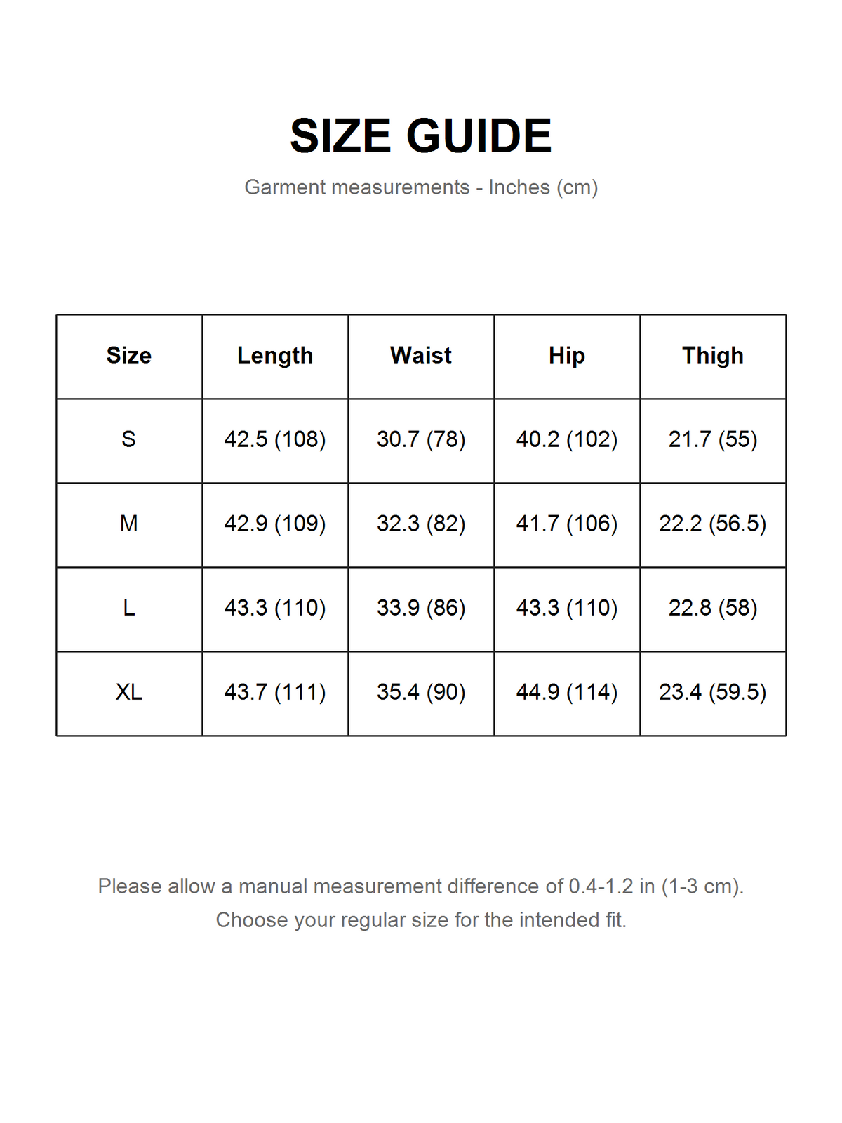 Ace Jolun Size Guide