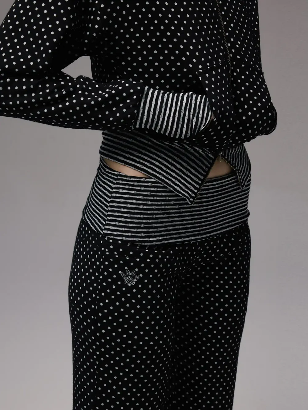 Y2K Polka Dot Foldover Flared Leggings