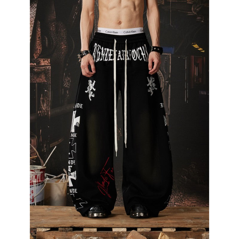 Ace Jolun Alternative Tribal Color‑Block Barrel‑Cut Pants