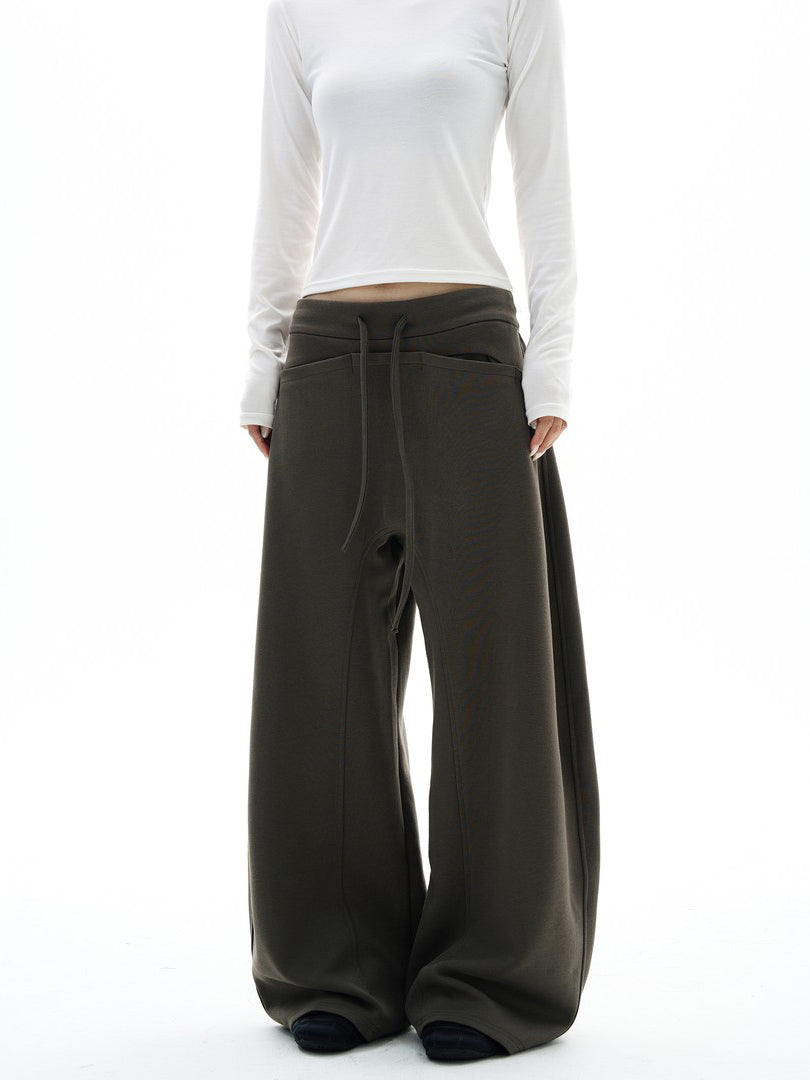 Ace Jolun Arc‑Spliced Curved Wide‑Leg Sweatpants