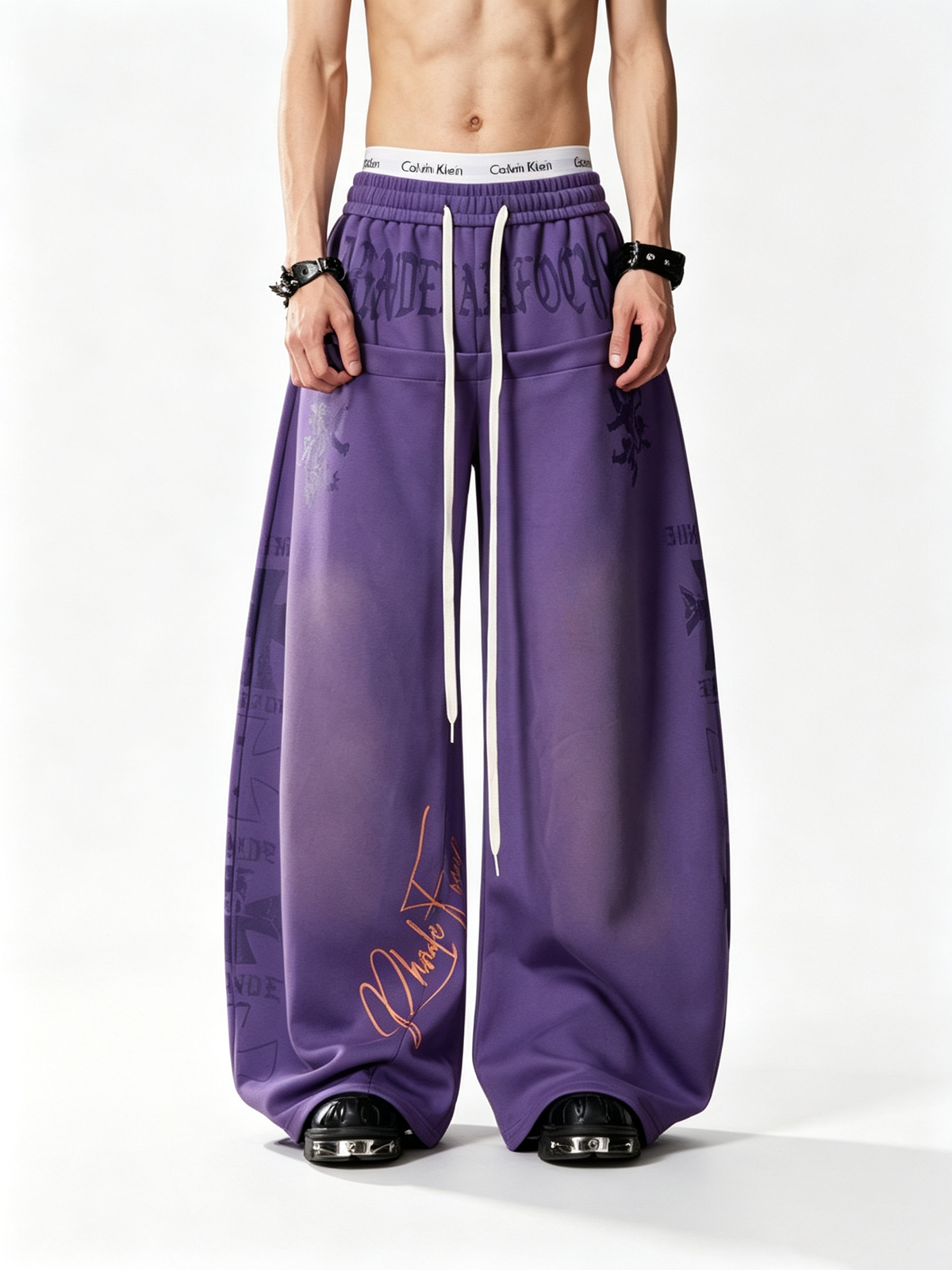 Ace Jolun Alternative Tribal Color‑Block Barrel‑Cut Pants