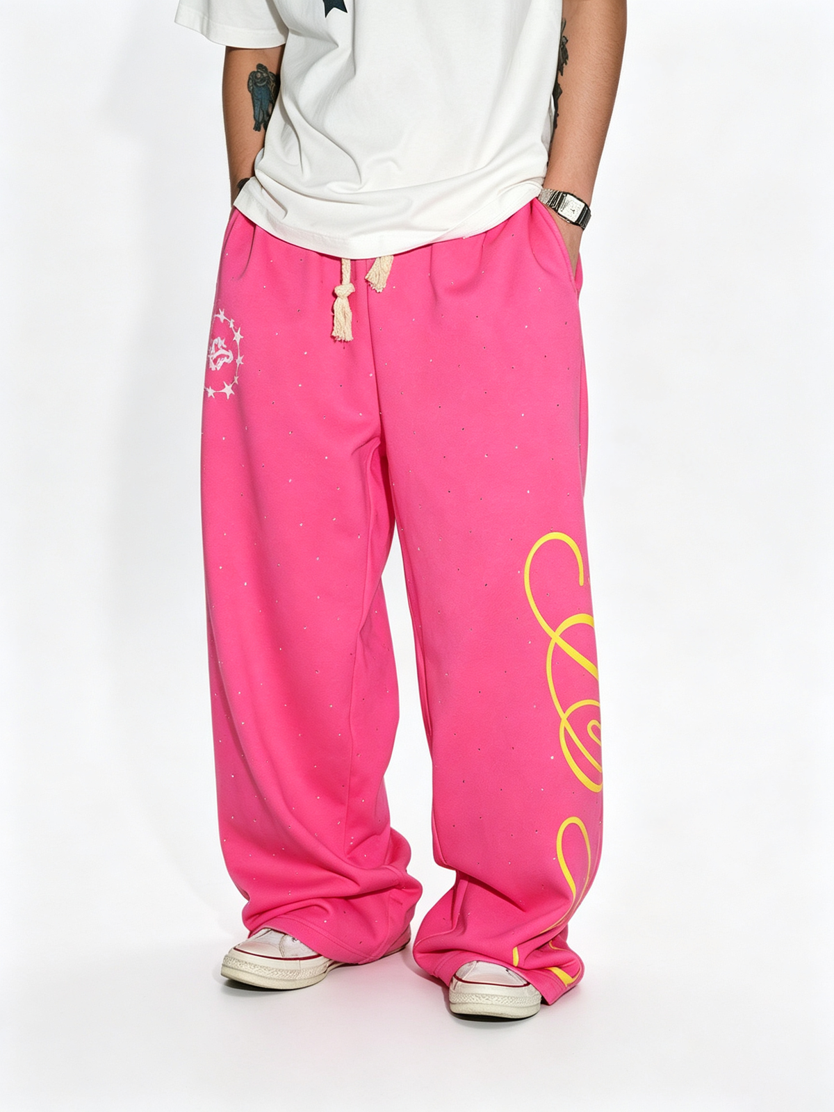 Ace Jolun 320G Heavyweight Letter‑Print Drawstring Sweatpants