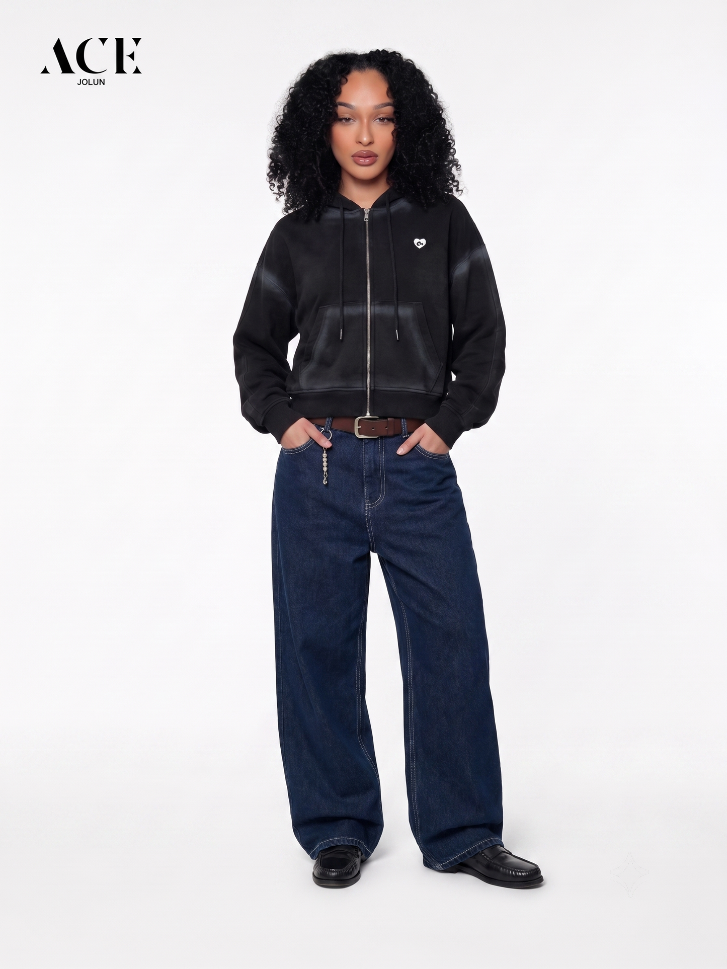 Kierra Boxy Washed Double Zip Up Hoodie