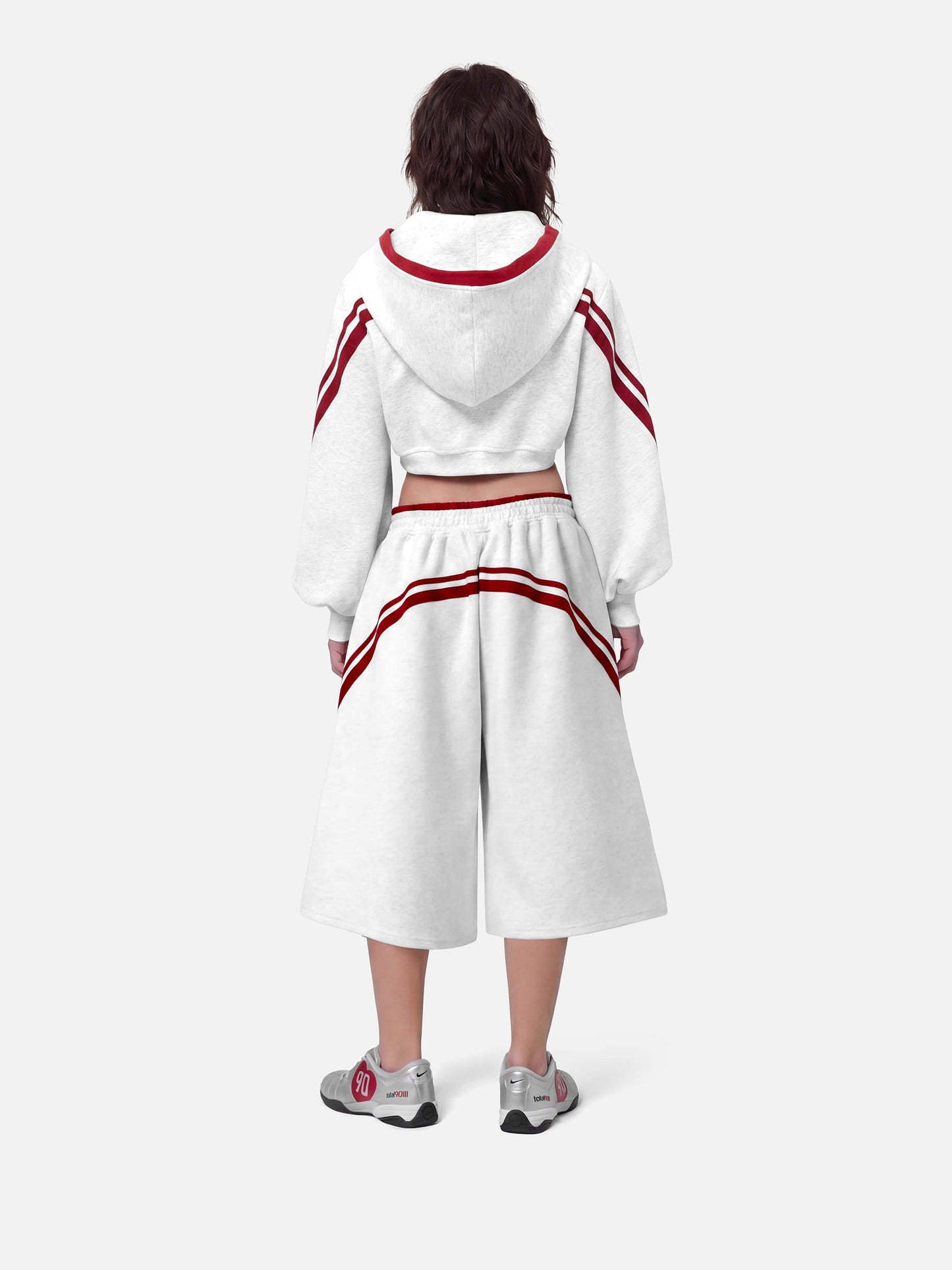 Sudadera con capucha y cremallera Aelfric Eden con rayas de contraste y corte corto.