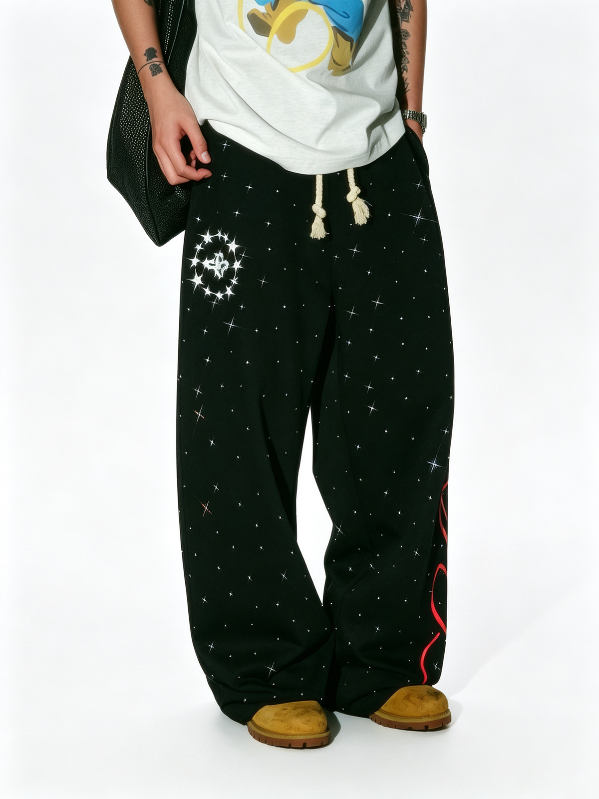 Ace Jolun 320G Heavyweight Letter‑Print Drawstring Sweatpants