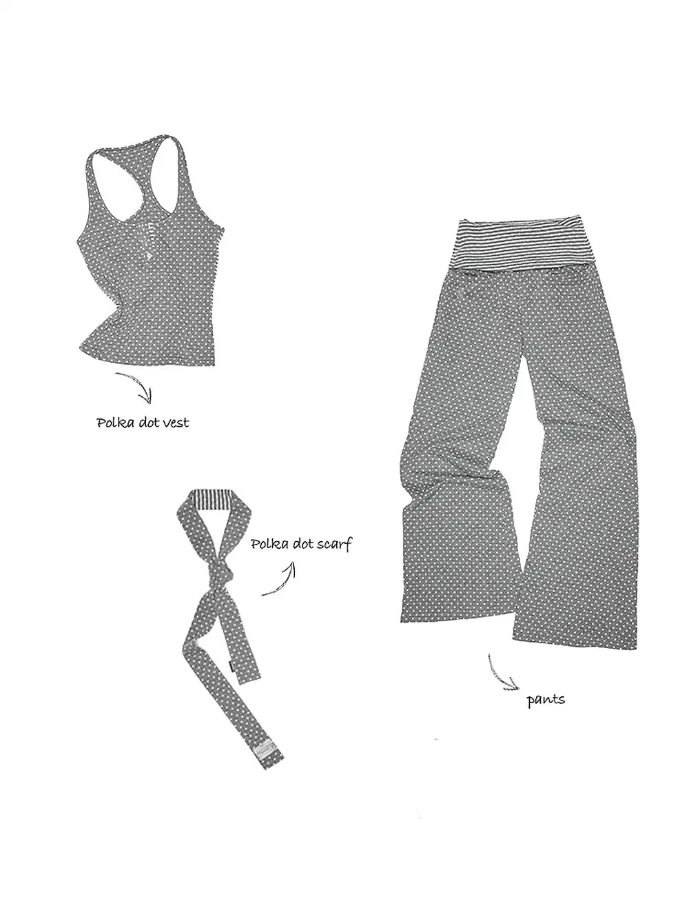 Y2K Polka Dot Foldover Flared Leggings Set