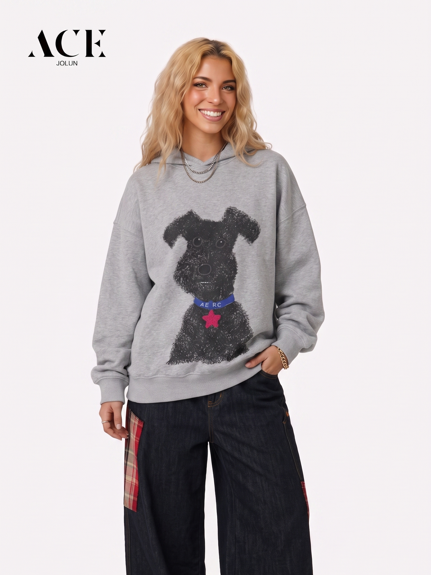 Tori Flowers Graffiti Dog Graphic Oversized Hoodie