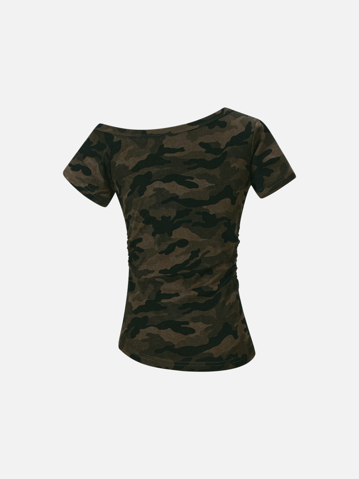 anna.outdoor CAMO Off-The-Shoulder Baby Tee