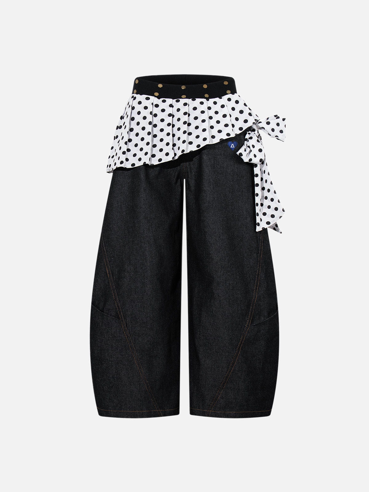 Jeans holgados de corte recto con capas y estampado de lunares de Aelfric Eden