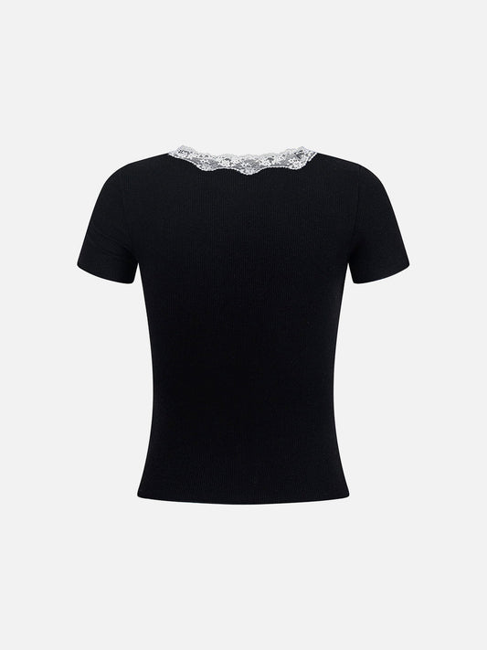 Kylie walker Lace Ribbon Trim Baby Tee