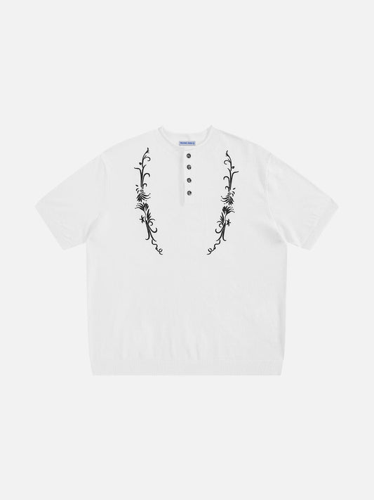 Aelfric Eden Boxy Embroidery Henley Tee