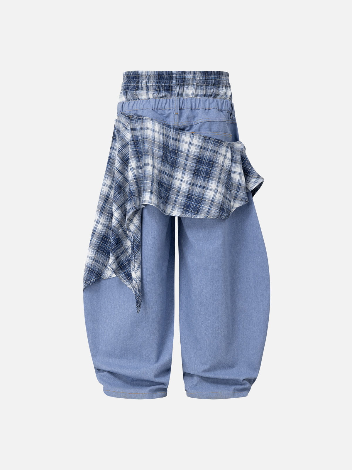 Aelfric Eden Double Waist Plaid Baggy Barrel Jeans
