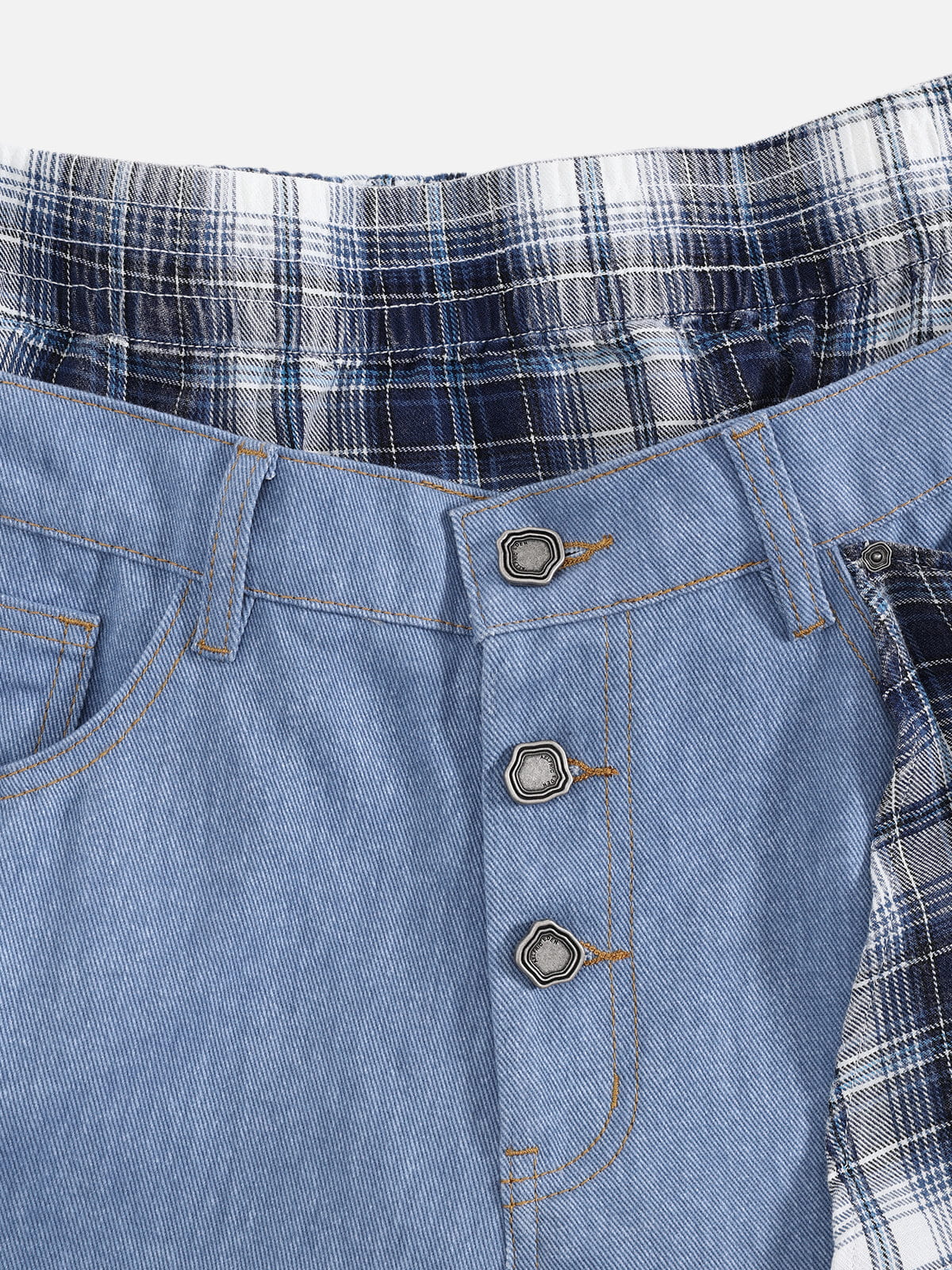 Aelfric Eden Double Waist Plaid Baggy Barrel Jeans