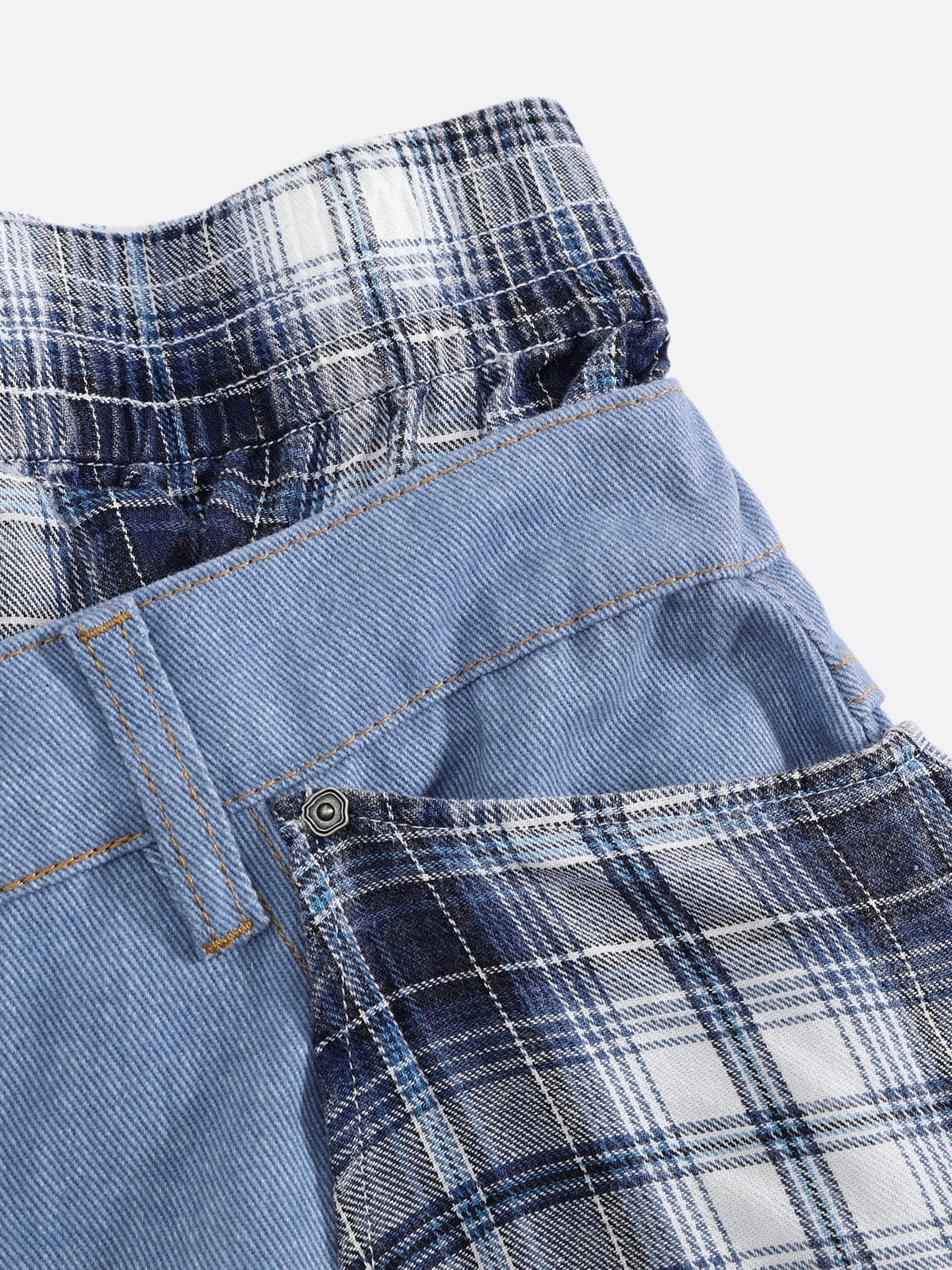 Aelfric Eden Double Waist Plaid Baggy Barrel Jeans