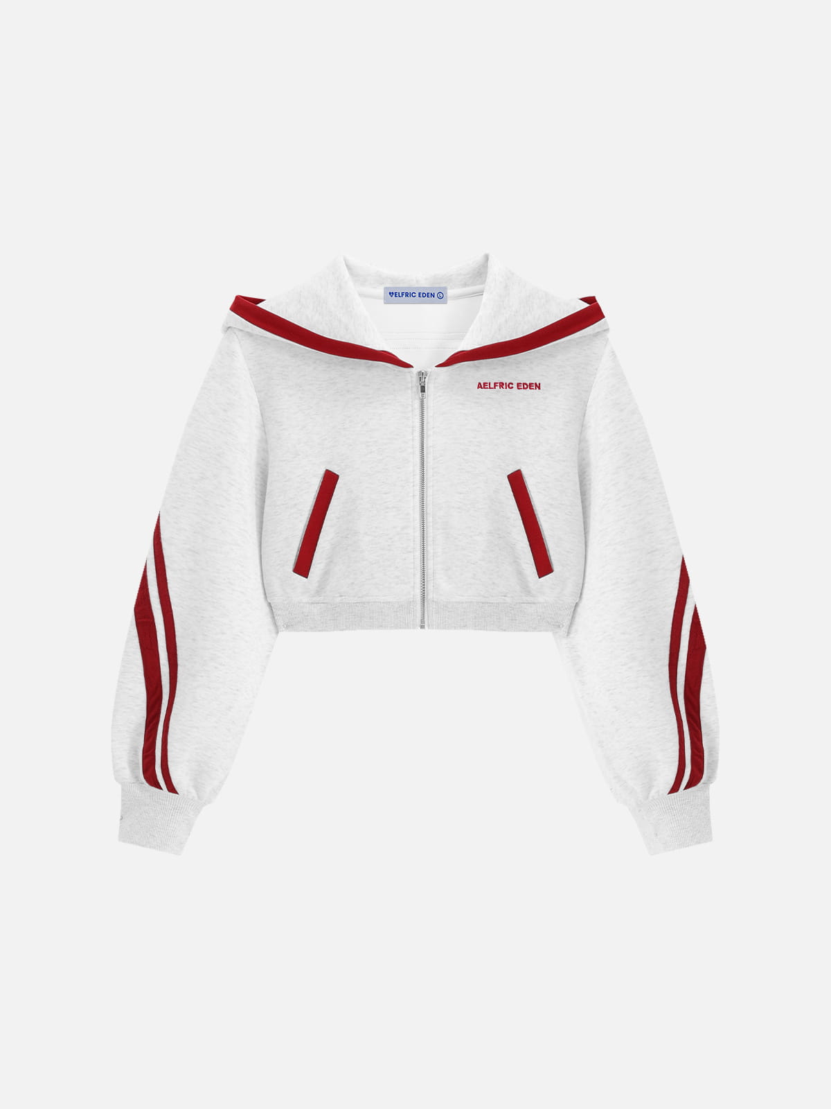 Sudadera con capucha y cremallera Aelfric Eden con rayas de contraste y corte corto.
