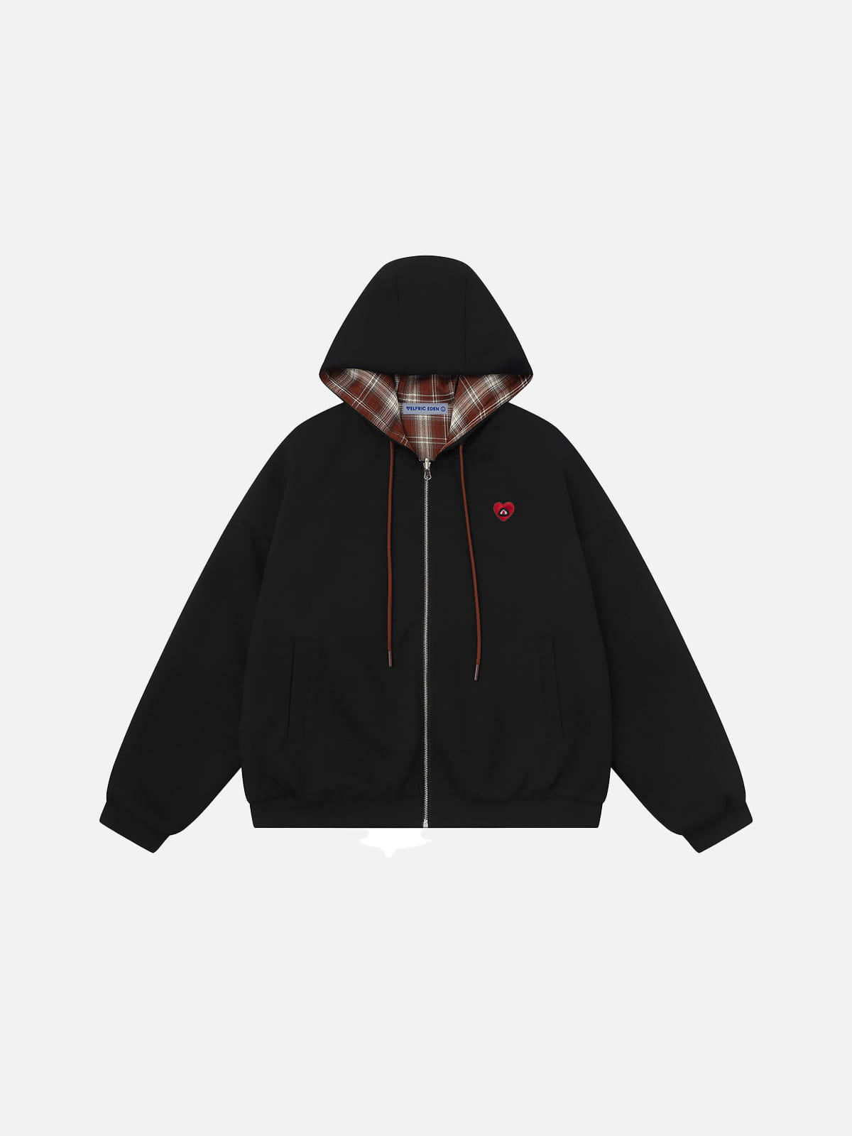 Tori Flowers Boxy Reversible Plaid Zip Up Hoodie