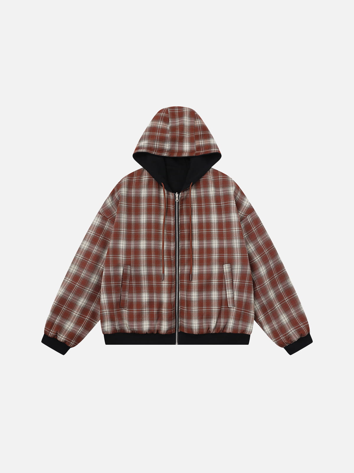 Sudadera con capucha reversible a cuadros y corte holgado Aelfric Eden con cremallera.