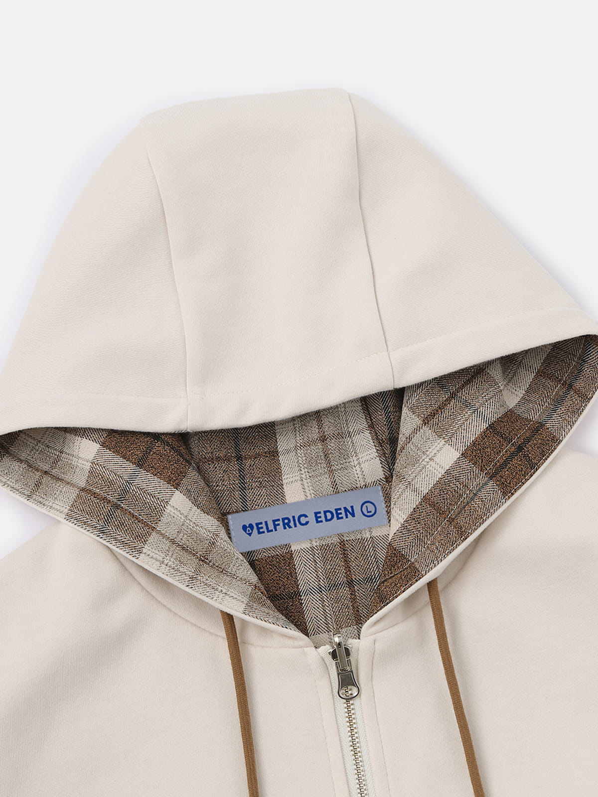 Sudadera con capucha reversible a cuadros y corte holgado Aelfric Eden con cremallera.