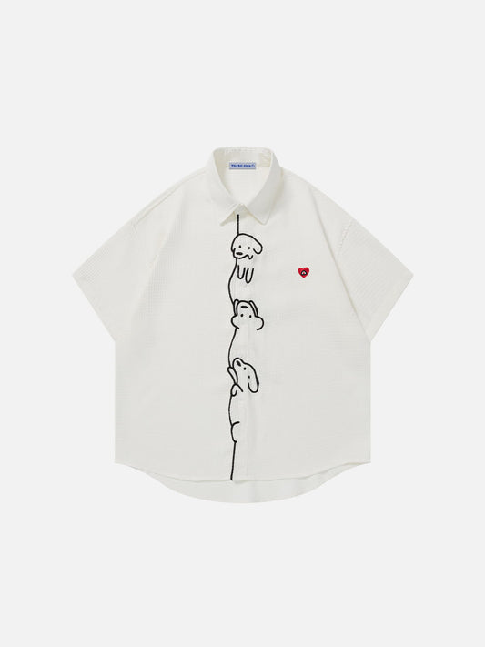 Aelfric Eden Dog Embroidery Short Sleeve Shirt