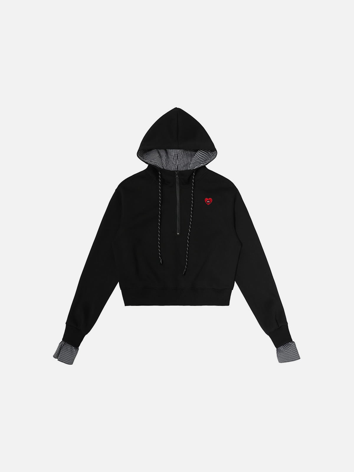 Tori Flowers Layered Half Zip Pullover Hoodie